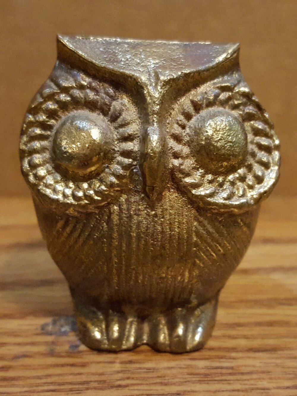 Vintage Brass Owl Solid 2 Inch Paper Weight Figurine Outdoor Life Camping Whoot